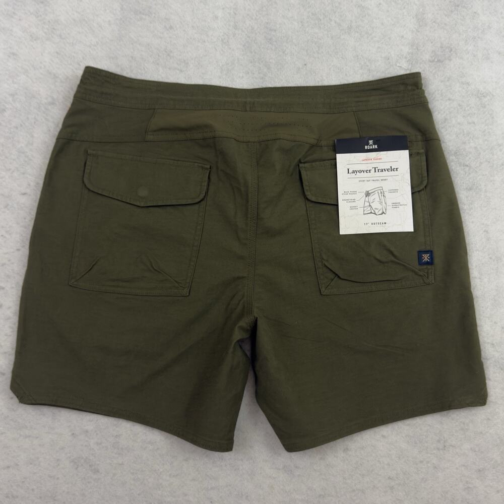 Huckberry Roark Layover Travel Shorts Mens 36 Green Everyday Stretch Hiking - Picture 11 of 14